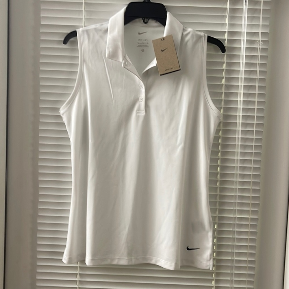 Nike Dri-Fit Victory Sleeveless White Standard Fit Golf Polo
